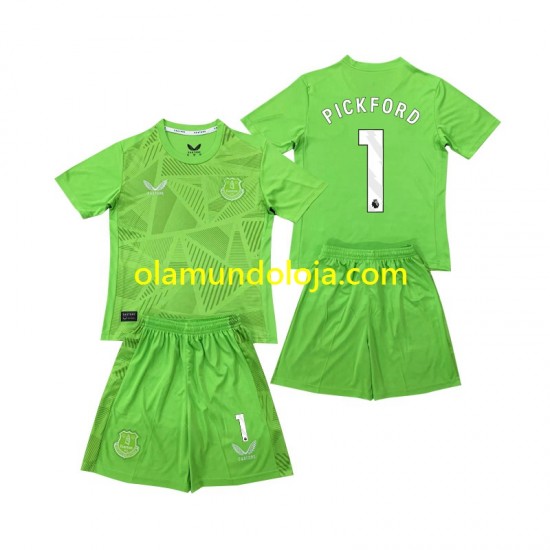 Camisola Everton Pickford 1 Guarda-redes Criança Equipamento Primeiro 2024-2025 Manga Curta